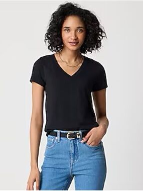 J. Crew Black V-Neck Short Sleeve Tee